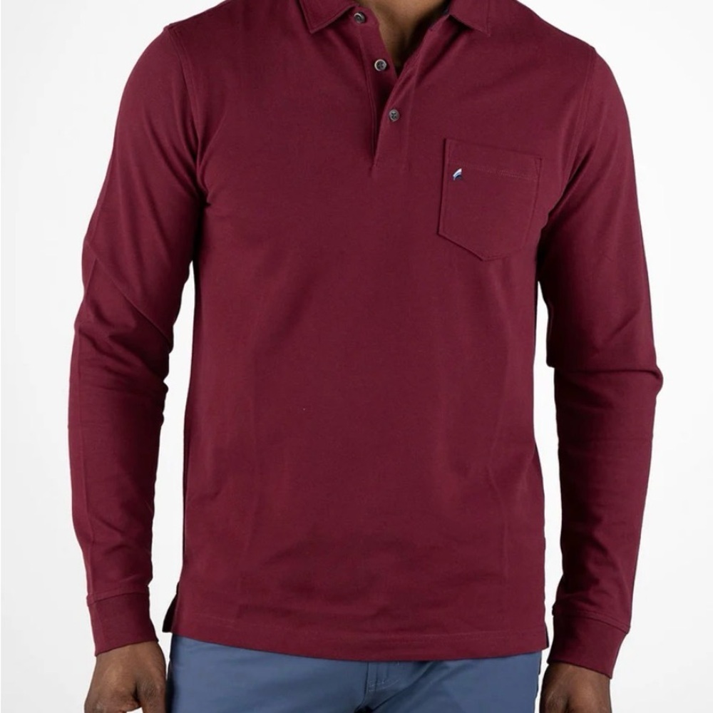 Men's XL Tailor Vintage Long Sleeve Polo - Stretch Pique In ZinfaNdel NWT